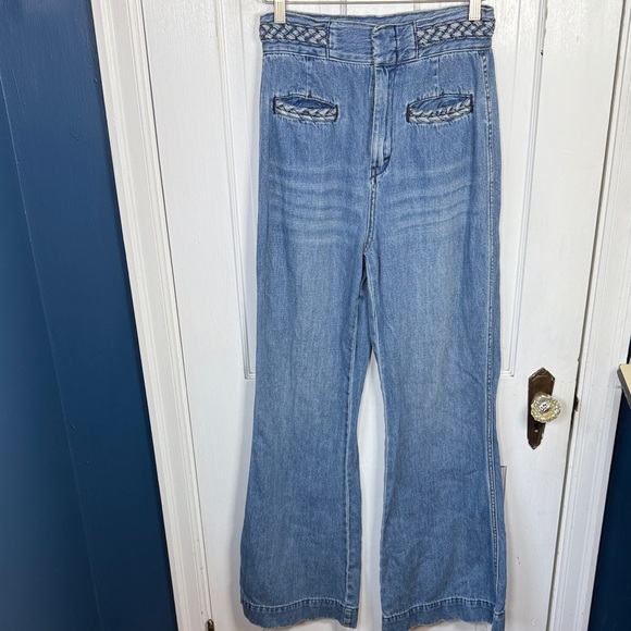 Free People Seasons in the Sun Flare High Waist Jeans W2302 Sz 27 - Picture 3 of 11